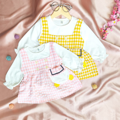 dress pocket duck button-dress anak perempuan (Only 2pcs)